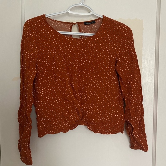 Dynamite rust polka dot top with knot detail - Picture 2 of 4